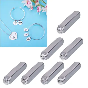 

7 Design Jewelry Stamps Cat Brid Tree Flower Owl Metal Punch Stamp Stamping Tools Electroplated Hard Carbon Steel Tools