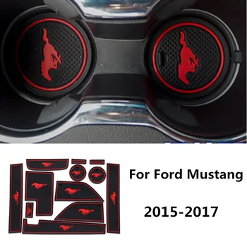 

12X For Ford Mustang 2015 2016 2017 Car Accessories Inner Gate Slot Pad Non-Slip Cup Mats Anti Slip Door Groove Mat Interior