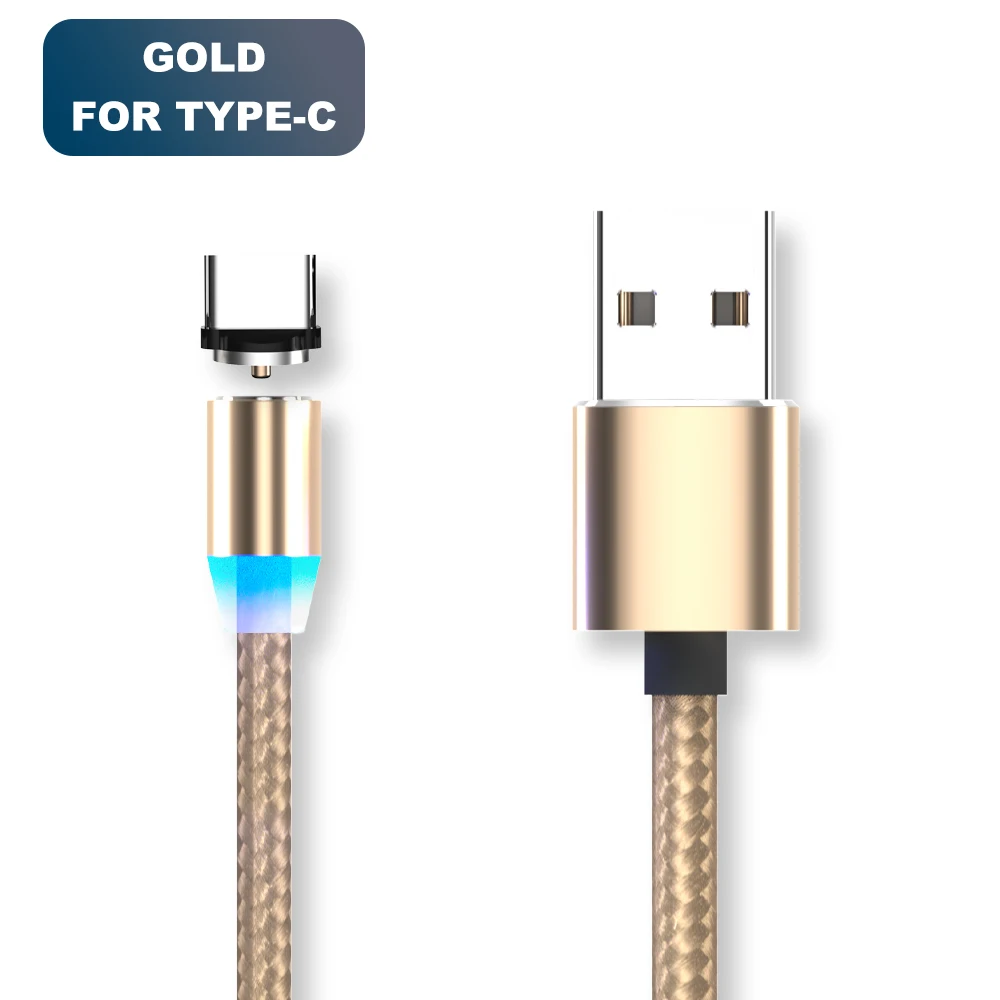 Vanniso 1 м 2 м Магнитный USB кабель для iPhone X samsung xiaomi магнитное зарядное устройство Micro usb type C мобильный телефон Быстрая зарядка USB шнур - Цвет: Gold  for Type C