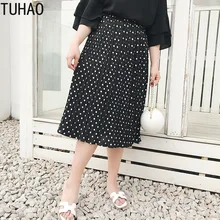 TUHAO летняя элегантная Офисная Женская юбка женская модная женская юбка с завышенной талией размера плюс 4XL 3XL Повседневная шифоновая юбка