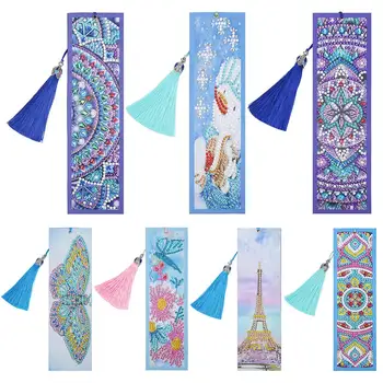 

2020 DIY Special Shaped Diamond Painting Leather Bookmark Christmas Gifts Diamond Embroidery Craft Tassel Book Marks for Books