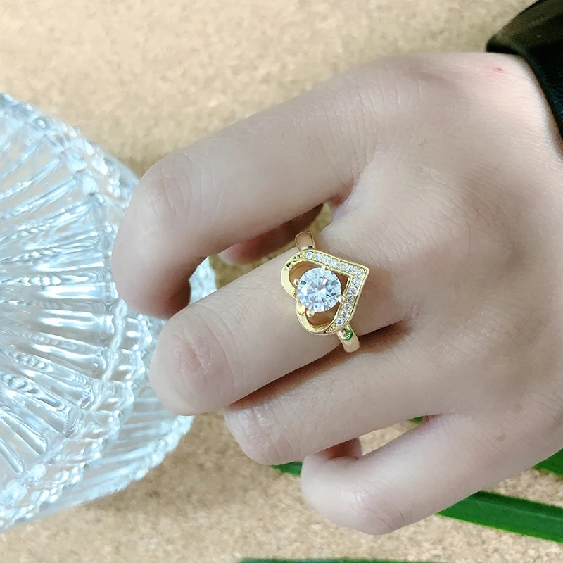 18K Gold Zircon Jewelry Set Promise Ring Stud Earring Necklace - Image 6