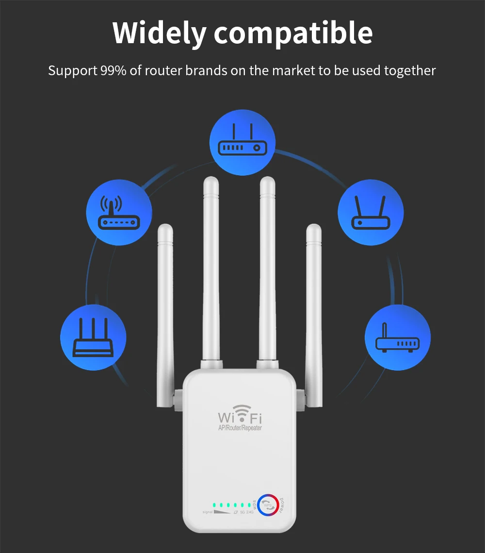 5Ghz WiFi Repeater Tốc Độ 1200Mbps Router 2.4G Wifi Tầm Xa Bộ Mở Rộng 5G Wi-Fi Tín Hiệu Repeater 5g wifi signal booster