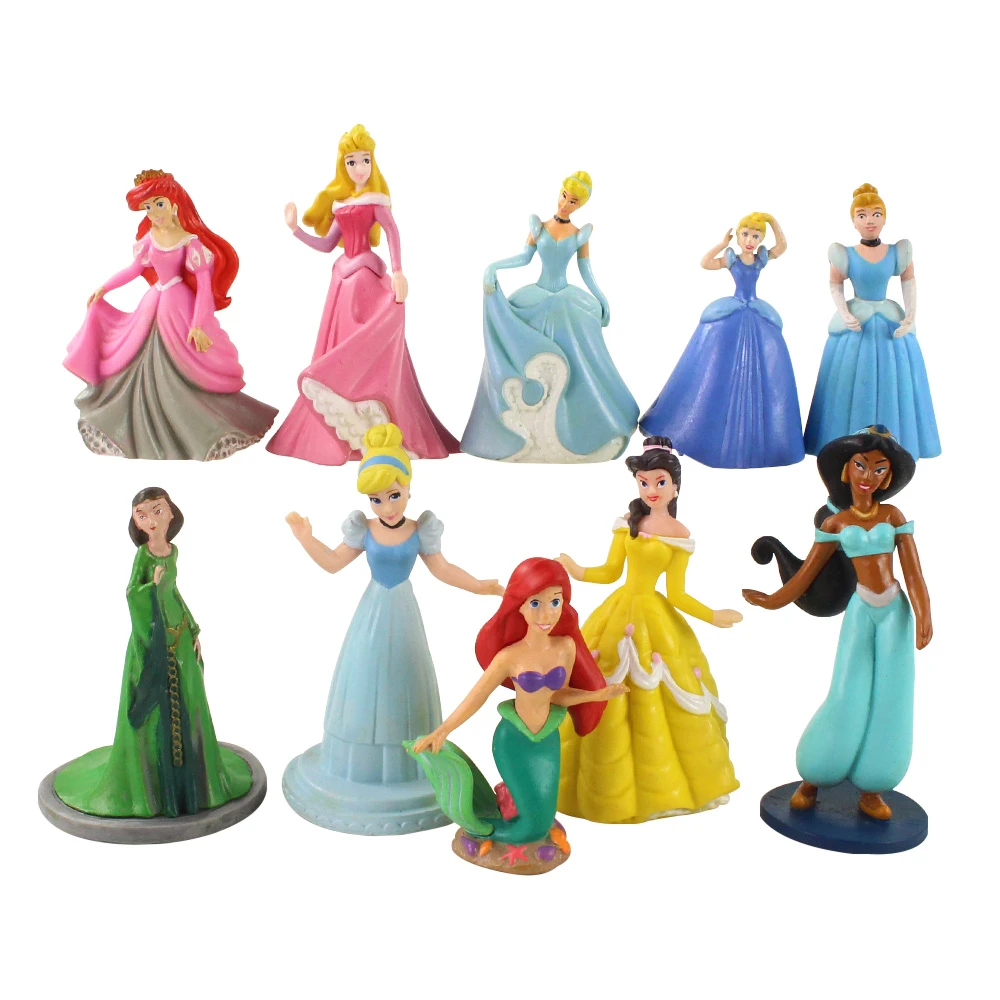 ディズニープリンセスの人魚 白雪姫 シンデレラ 女の子のためのpvcモデルのおもちゃ 10ピース セット6 9cm Null Aliexpress
