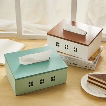 

Soild Wood Tissue Box Wooden Brown Green Napkin Holder Box Living Room Bedroom Removable Tissue Box Modern Home Decoration