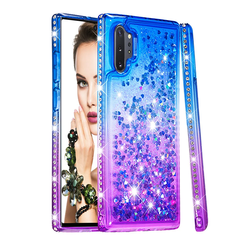 Блестящий жидкий блестящий чехол для samsung Galaxy Note 10 Plus с динамическим зыбучим песком и звездой, силиконовый чехол для samsung Note 10