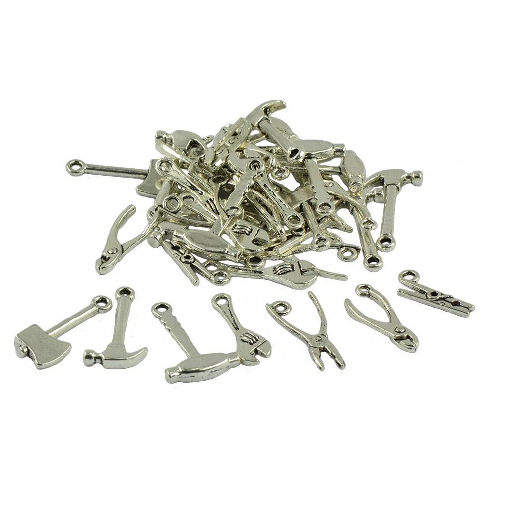 40 Pieces Tibetan silver color DIY TOOL Charms Pendants Tools Fathers Day Mens Gift Jewellery for Necklace Bracelet Findings
