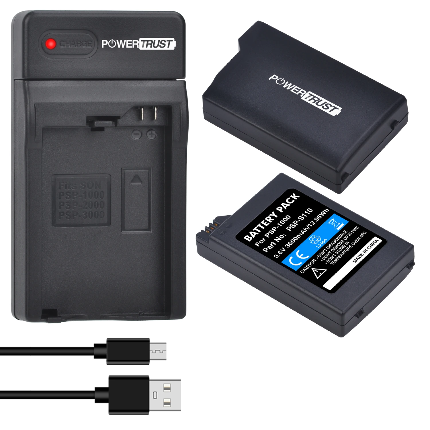 PSP-110 PSP-1000 Battery with Charger for Sony PSP 1000, PSP 1003, PSP 1004 PSP Fat (1001, 1002, 1005, 1006, 1007, 1008, 1010)
