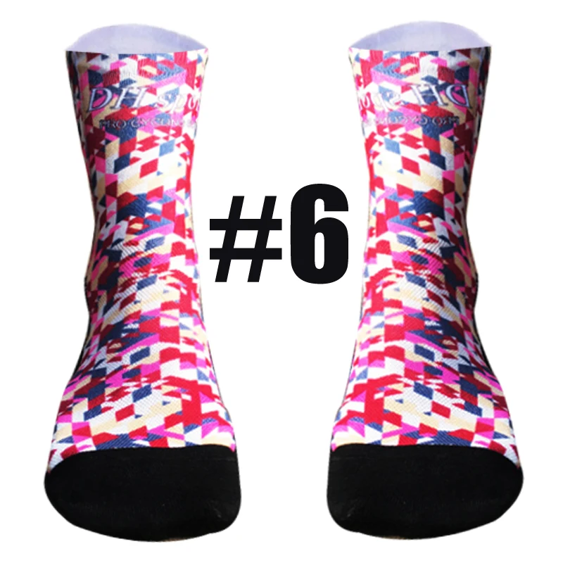 7 colors Unisex Professional Cycling Socks Colored Printing Sport Socks Men Women Summer Anti-slip Cycling Running Football Sock - Цвет: N-WZ-DH-1406