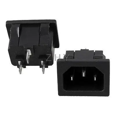 

2 Pcs Black 3 Pin IEC320 C14 Plug Power Socket Connector AC 250V 15A