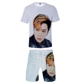 

2019 Korean two piece set t shirt and shorts Harajuku men Korean t shirt streetwear harajuku Short Sleeve Kpop Tees streetwear
