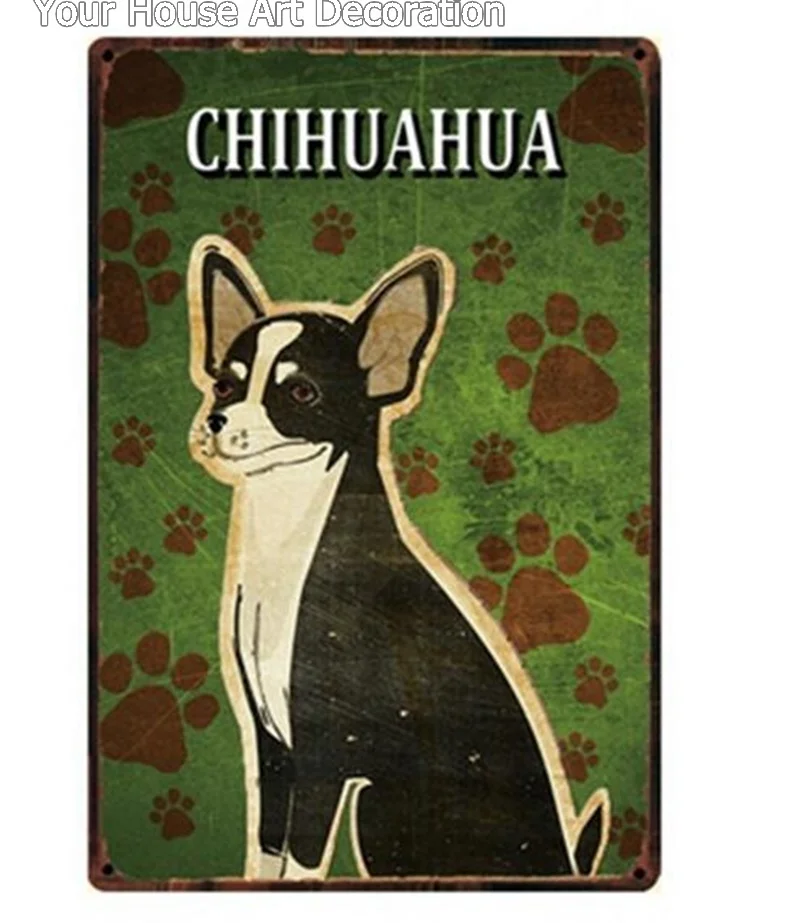 Мопс металлический знак Оловянная собака питбуль бык собака большой датчанин плакат с боксером домашний Декор Бар настенная живопись 20*30 см размер картины