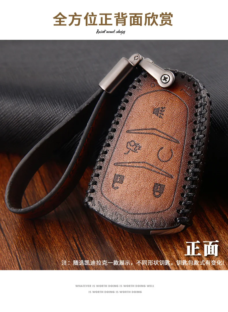 Genuine Leather Car Key Case Cover for Cadillac ATS CT6 CTS SRX XT5 XT4 SLS XTS XT6 ESCALADE XLR