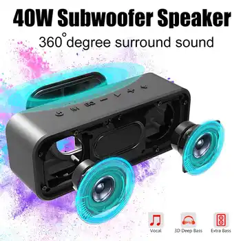 

40W bluetooth Speaker Column Super Bass Subwoofer TWS 360 Stereo Sound IPX7 Waterproof Portable Outdoor Speakers