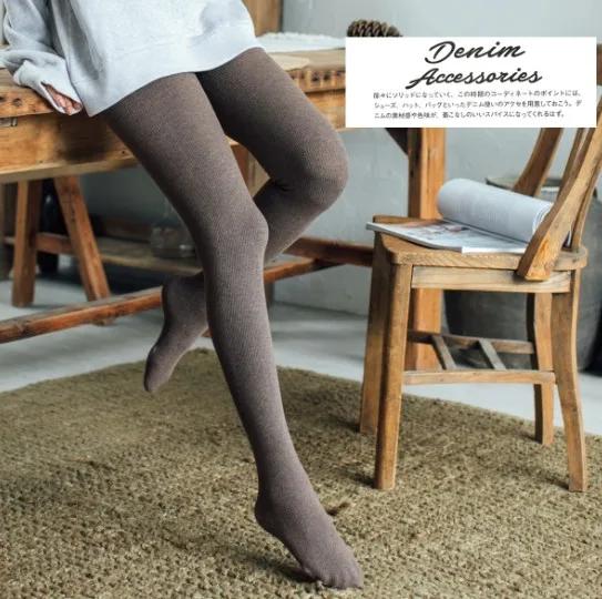 Stretch Female Stockings Vertical Stripes Full Foot Pants Comfortable Footless High Waist Elastic Skinny Winter Tights DS50957
