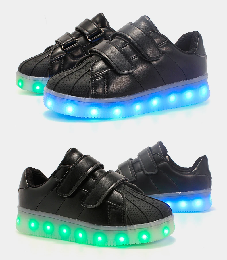 IGxx/туфли со светодиодной подсветкой для детей на липучке; лучший подарок; светящаяся обувь с зарядкой через usb; светодиодный; детская обувь; Детские светящиеся кроссовки; Цвет белый; для мальчиков