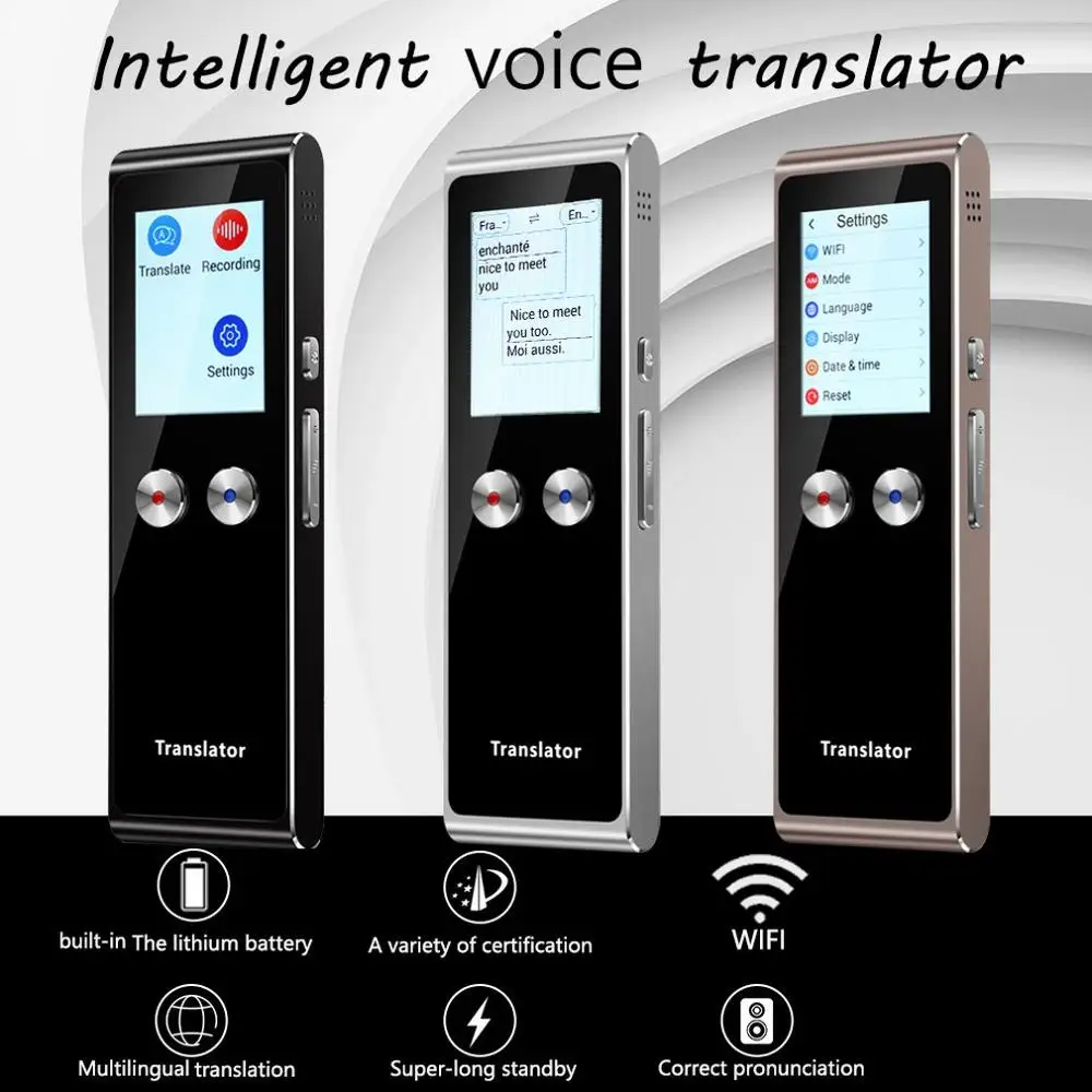 Portable T8 Smart Voice Speech Translator Two-way Real Time Multi-Language Translation For Learning Traveling Business meet
