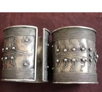 

Free shipping National characteristics Handmade Miao Silver Big Bracelet