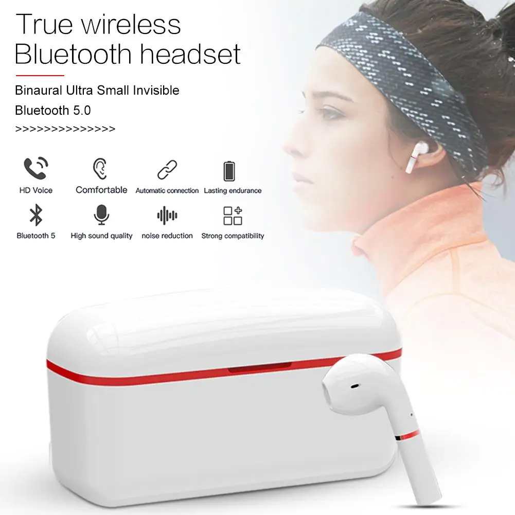 Мини Bluetooth V5.0 HiFi наушники беспроводные стерео спортивные наушники стерео сенсорное управление гарнитура с зарядным устройством