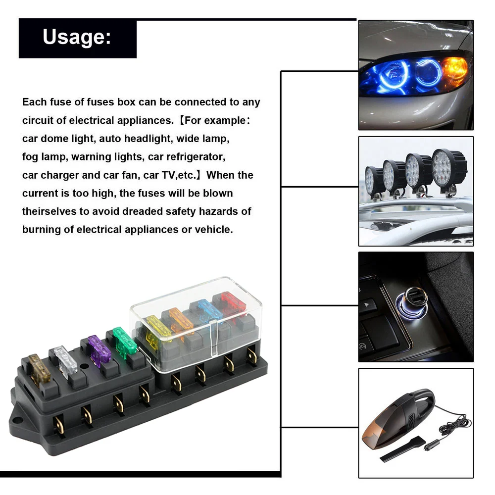4/6/8/10/12 Way Car Fuse Holder Car Fuse Box Truck Auto Blade with 4/6/8/10/12 Fuses for 12V 32V ATO Standard Circuit fuse box holder fuse holder fuse box