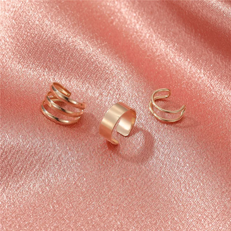 Ear Clip Earrings Fashion Simple Cross Clip Earrings For Women Girls Cute Gold Silver Color Punk Ear Cuff Clip Without Piercing 3pcs
