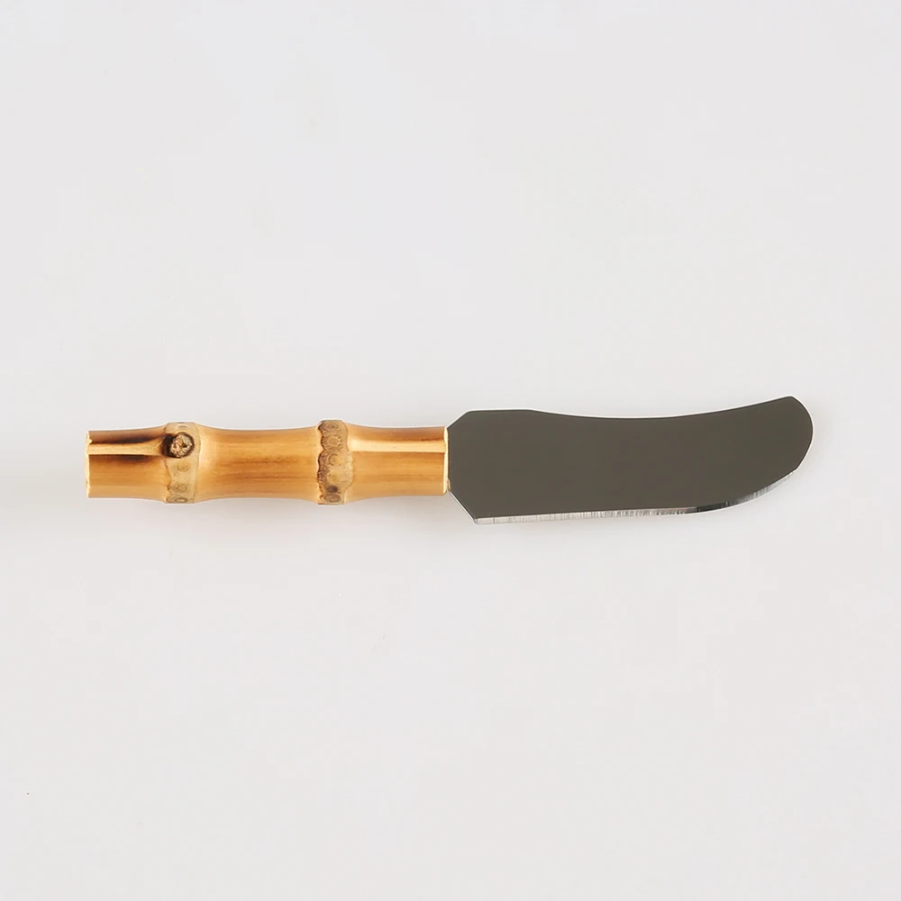 Baking Tool Stainless Steel Wood Bamboo Root Handle Toast Pizza Dessert Cake Bread Mini Small Cream Cheese Butter Spreader Knife