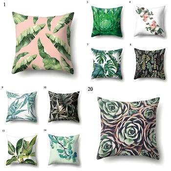 

Tropical Plants Cactus Monstera Summer Decorative Throw Pillows Polyester Cushion Cover Palm Leaf Green Home Decor Pillowcase