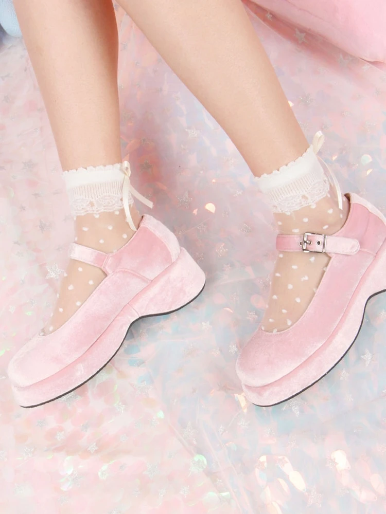 Японские милые носки с бантом и оборками для девочек, прозрачные женские носки Лоретта