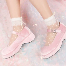 Японские милые носки с бантом и оборками для девочек, прозрачные женские носки Лоретта