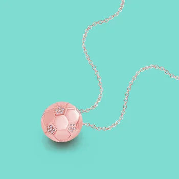 

High quality 100% 925 silver necklace women charm original silver soccer necklace birthday Argentina jewelry rose gold necklace