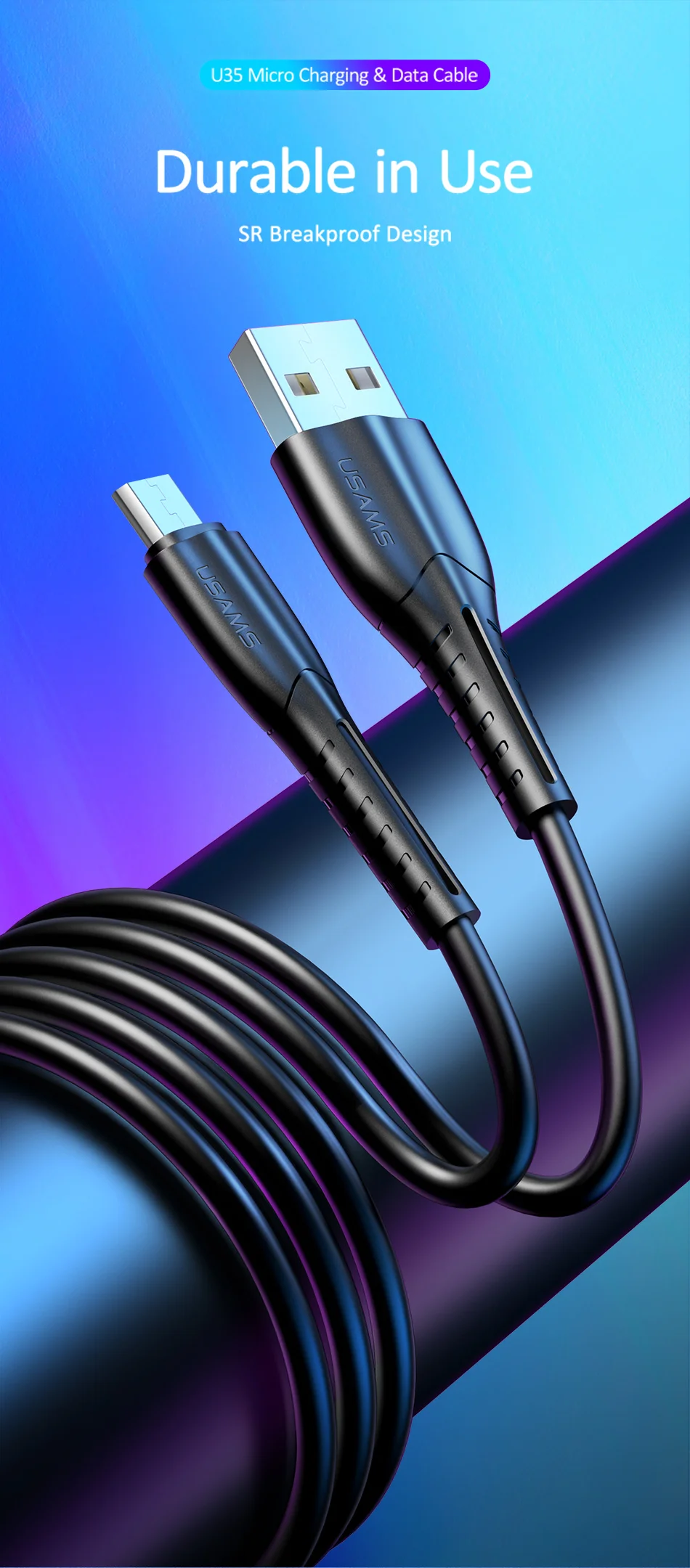 USAMS микро USB кабель для быстрой зарядки для Xiaomi Redmi Note 5 Pro Android кабель для передачи данных для мобильного телефона для samsung S7 микро Зарядное устройство