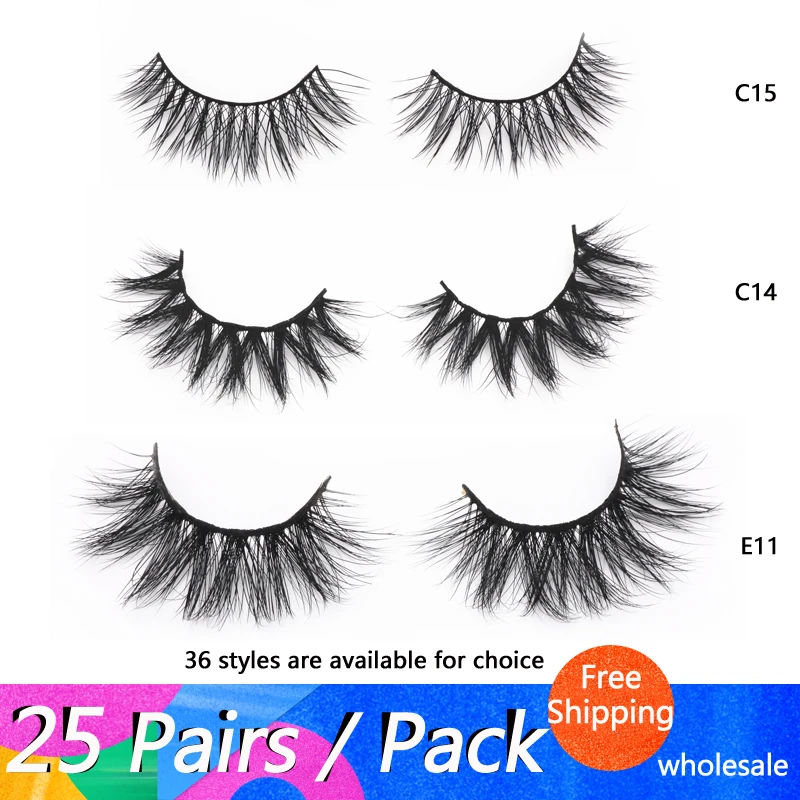 25 Pairs/lot Mink Lashes 3d Mink Eyelashes Cruelty Free Lashes Handmade