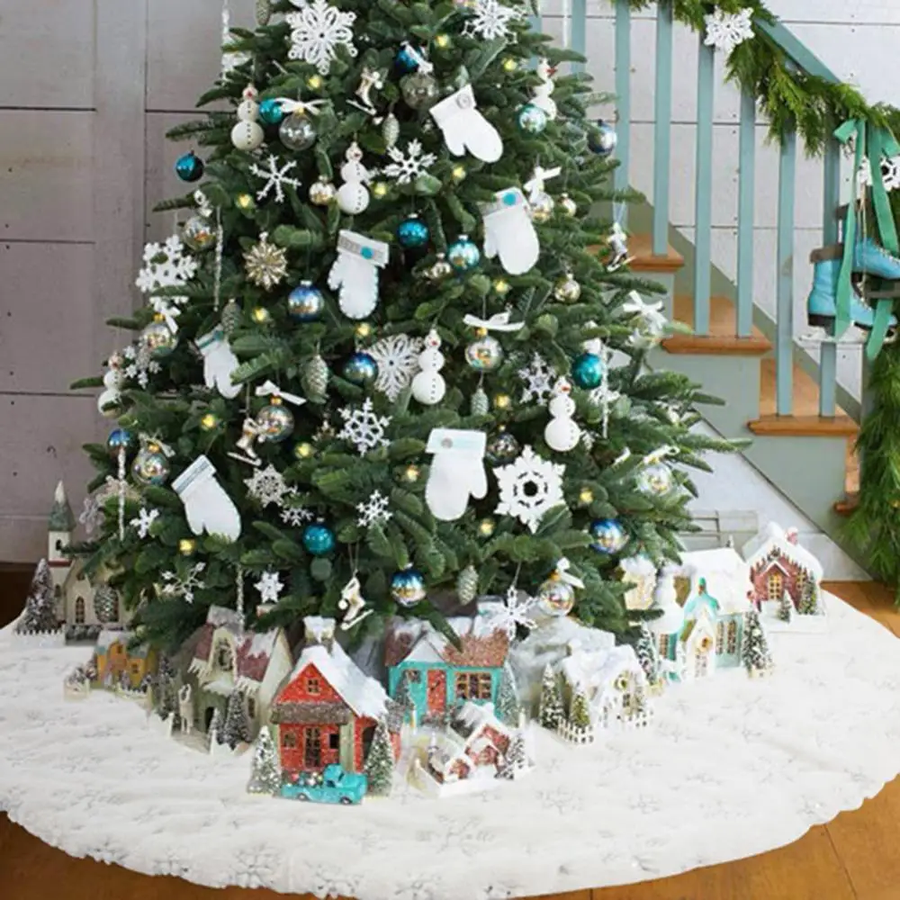 Рождественское украшение для дома 70-120 см серебряная флисовая Рождественская елка юбка меховой ковер украшения для рождественской вечеринки Роскошные Рождественские елки - Цвет: 105cm