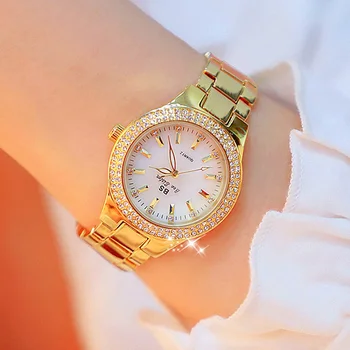 

2020 Luxury Gold Watch Women Bling Crystal Diamond Watch Ladies Dress Wrist Watches Stainless Steel Band Clock montre femme 2019