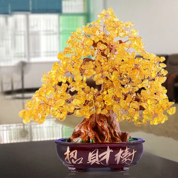 

Crystal Lucky Money Fortune Tree LUCKY Fortune Wealth Chinese Golden Home Office Decoration Best Gifts Tabletop Ornament Crafts