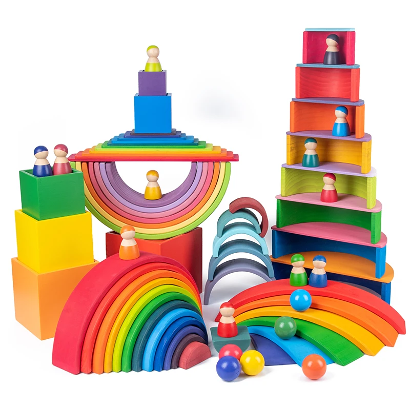 Montessori Acessory for Stacker Large Rainbow Semicircle Building Blocks 