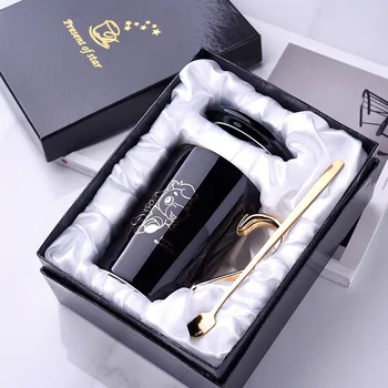 

Brewing Milk Cup Ceramic Mug with Lid with Spoon Creative Ceramics Glass Household Cartoon Cute 12 Chinese Zodiac