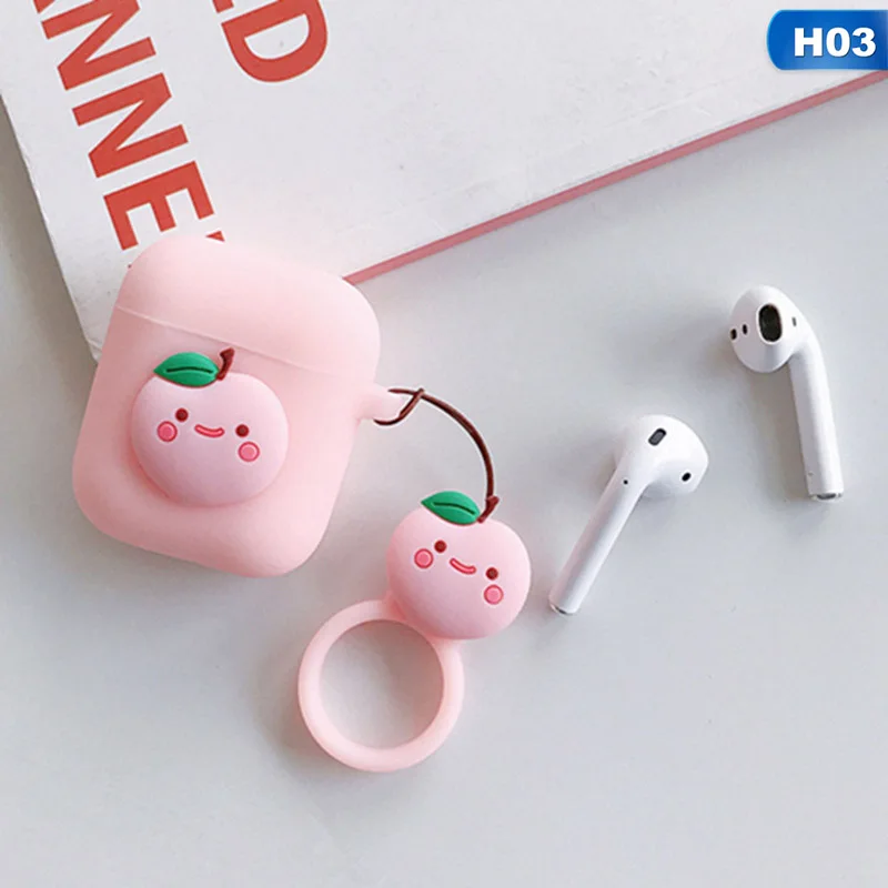 Мягкий силиконовый чехол авокадо, наушники для Apple Airpods, Bluetooth, беспроводные наушники, защитный чехол для кожи, брелок «клубника» - Цвет: 3