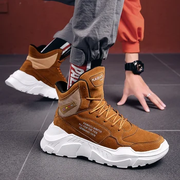 

High Top Platform Hard-Wearing Non-slip Men Vulcanize Shoes Sneakers Wear-resisting Non-slip Male Footwears tenis masculino