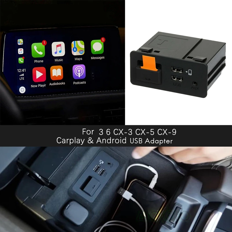 for Apple Carplay Android Auto USB Aux Adapter Hub Retrofit Mazda 2 3 6 CX-3 CX-5 CX-9 TK78-66-9U0C（no Cable ） | Автомобили и