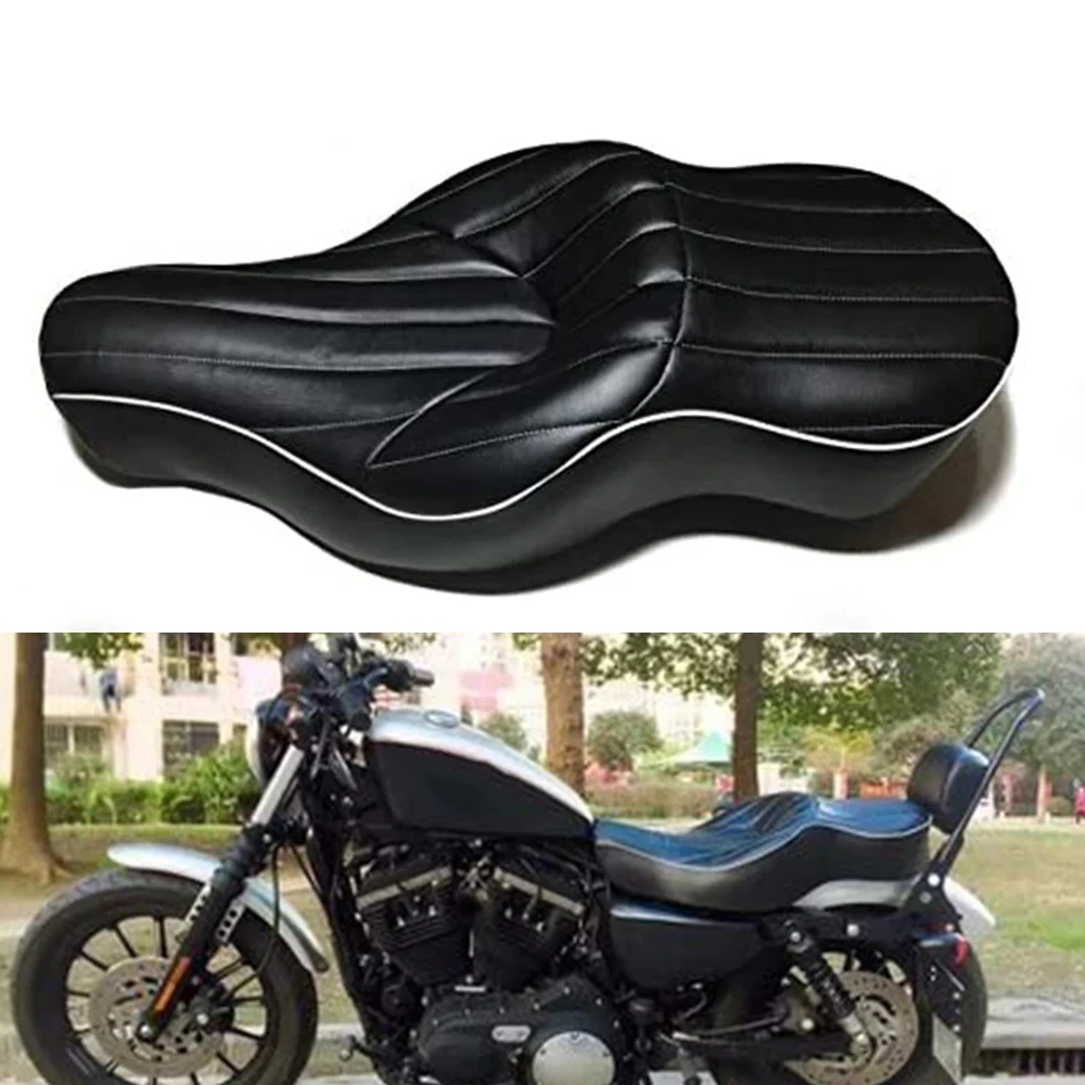 Motorcycle Driver Passenger Seat Two Up One Piece Leather Cushion For Harley Davidison Softail Sportster Xl 10 Xl10 Xl8 Aliexpress
