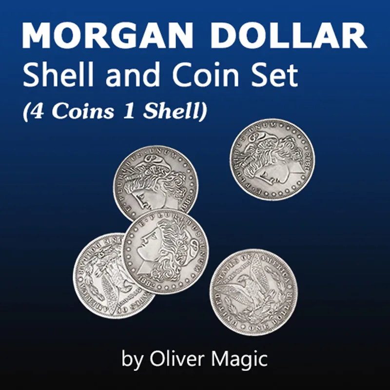 

Morgan Dollar Shell and Coin Set (4 Coins 1 Shell) Magic Tricks Stage Close Up Magia Coin Appearing Magie Illusion Gimmick Prop