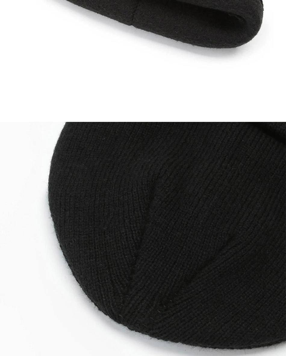 skully hat with brim 2021 Korean New Fashion Winter Plus Velvet Solid Color Thick Warm Knit Hat Black Women Men Casual Beanies Soft Cap Bonnet Cotton mens skully