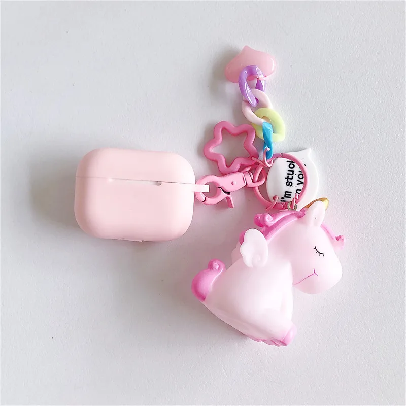 Для Airpods Pro Чехол-брелок с единорогом для девочек 3D силиконовый чехол для наушников для Apple Airpods Pro для Air Pods 3 чехол для гарнитуры