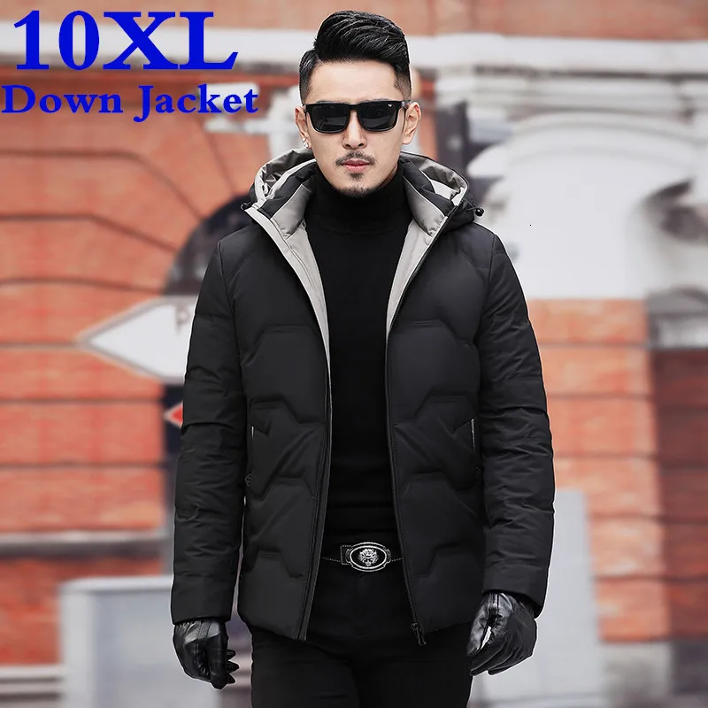 

plus size 10XL 9XL New Winter Down Jacket Men's Zipper and Hat Casual Clothes Medium-and-Long Coat Suit