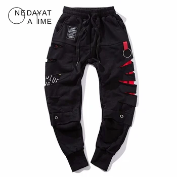 

Men's High quality Cargo Pants Brand Men pants Hip Hop Streetwear Harajuku Joggers Trousers Harem Pants Hole Ripped Casual Pants