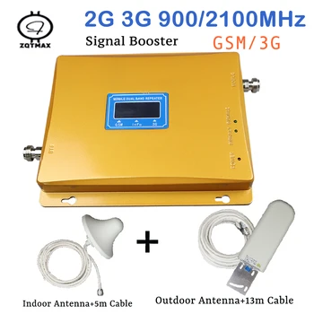 

ZQTMAX GSM 3G Repeater Dual Band 900 2100 mobile signal booster UMTS Repetidor network Amplifier with antenna accessories