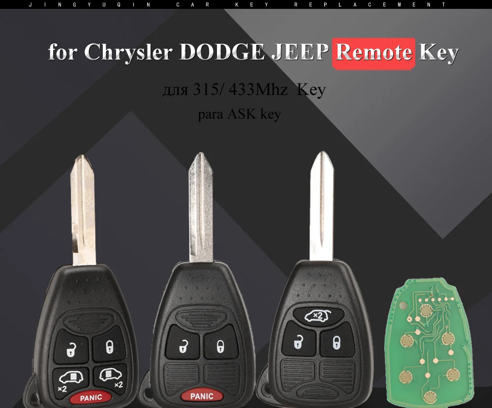 Chiave/Telecomando Per Jeep Veicolo Auto Liberty Wrangler Commander Compass Grand Cherokee Dodge Chrysler - 10x 315/433mhz Id46 Chip Jeep - H15732fd47f094cc08977c70b5a6976338
