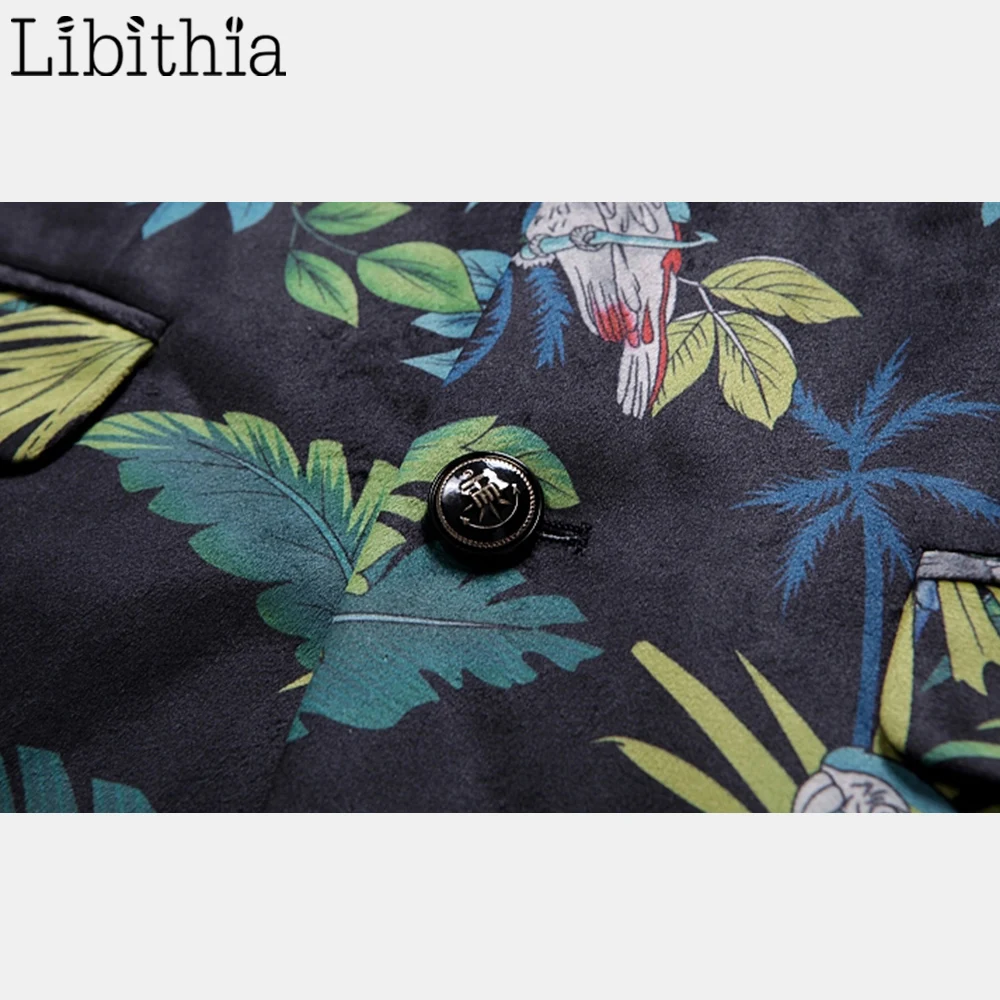 Libithia мужские повседневные блейзеры с растительным принтом, пальто, роскошные приталенные куртки больших размеров M-5XL A104