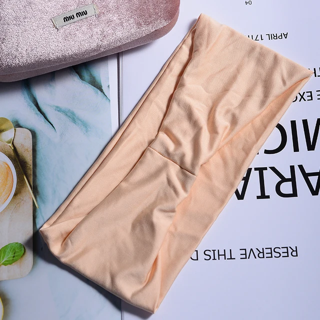 Women Headband Twist Turban Solid Wide Knitted Knotted Yoga Twisted Hairband Accessories For Turban Bandage Bandanas Hair Bands 02-Beige